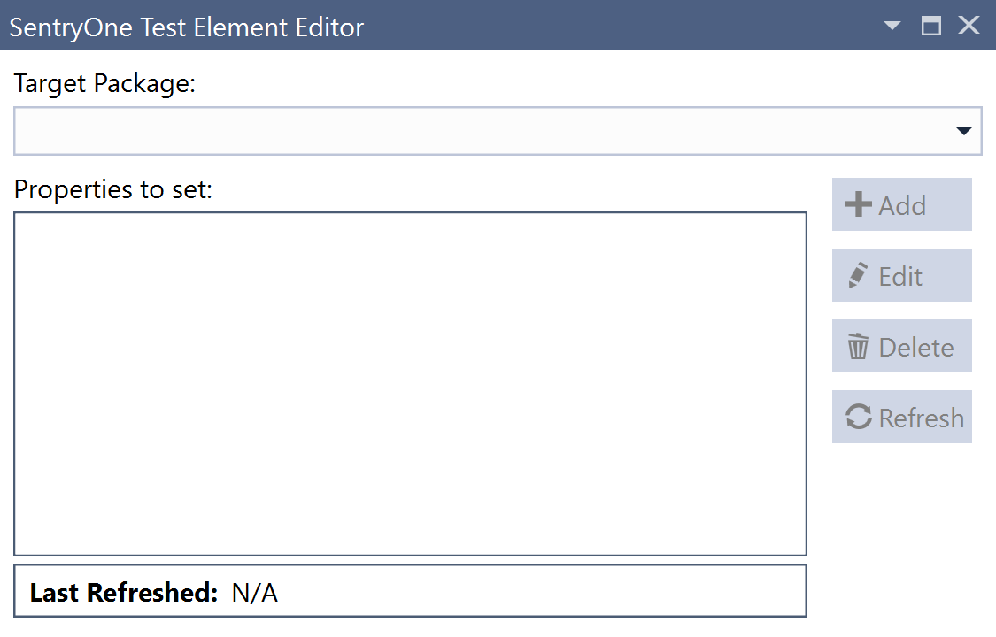 SentryOne Test Set Properties Element Editor