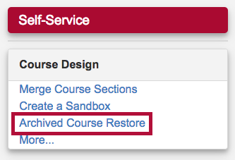 Identifies Archived Course Restore link