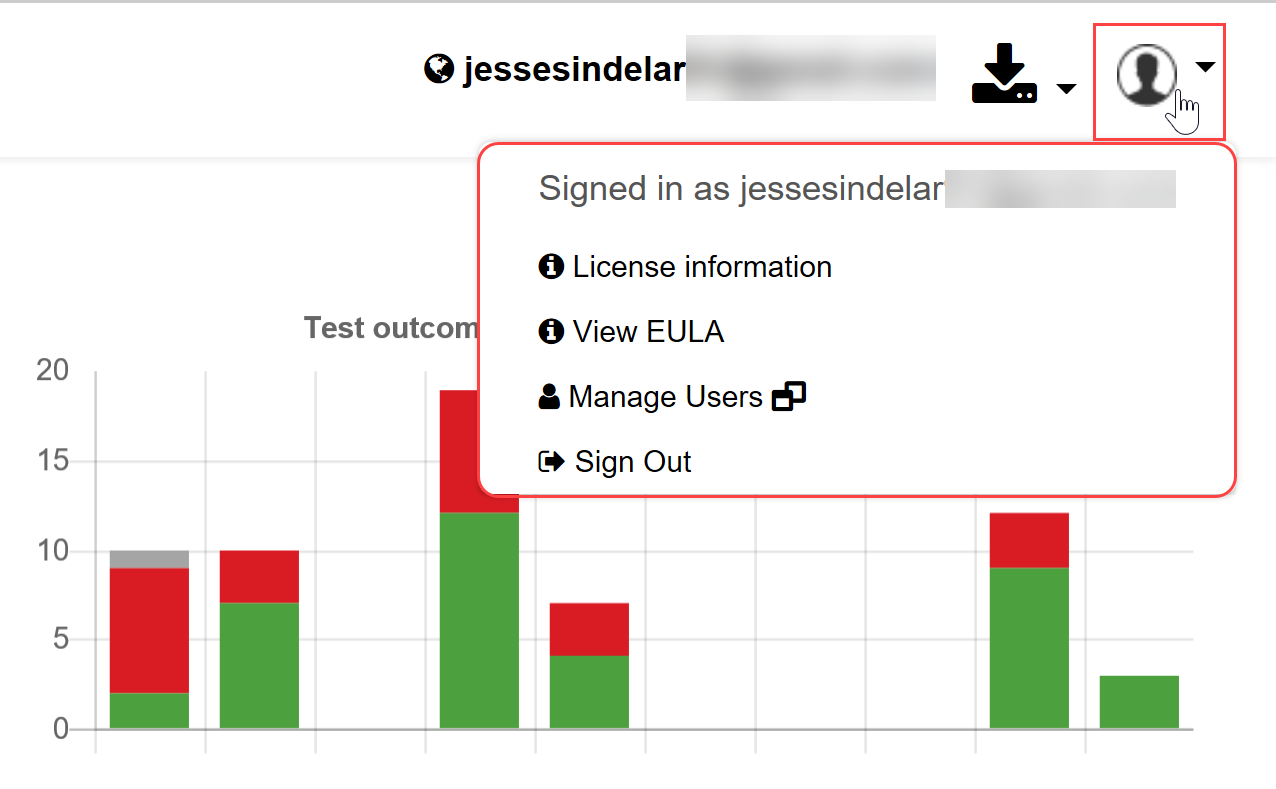 SentryOne Test User Management context menu