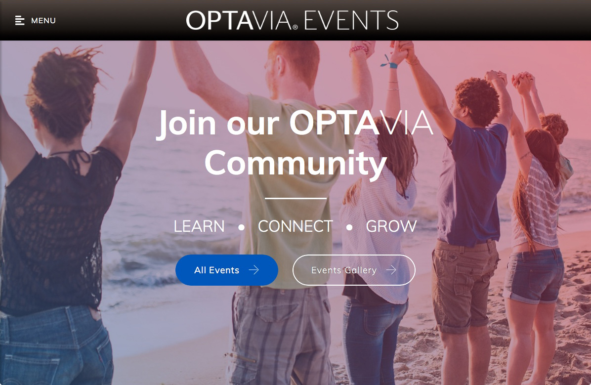 OPTAVIA Events Homepage. 