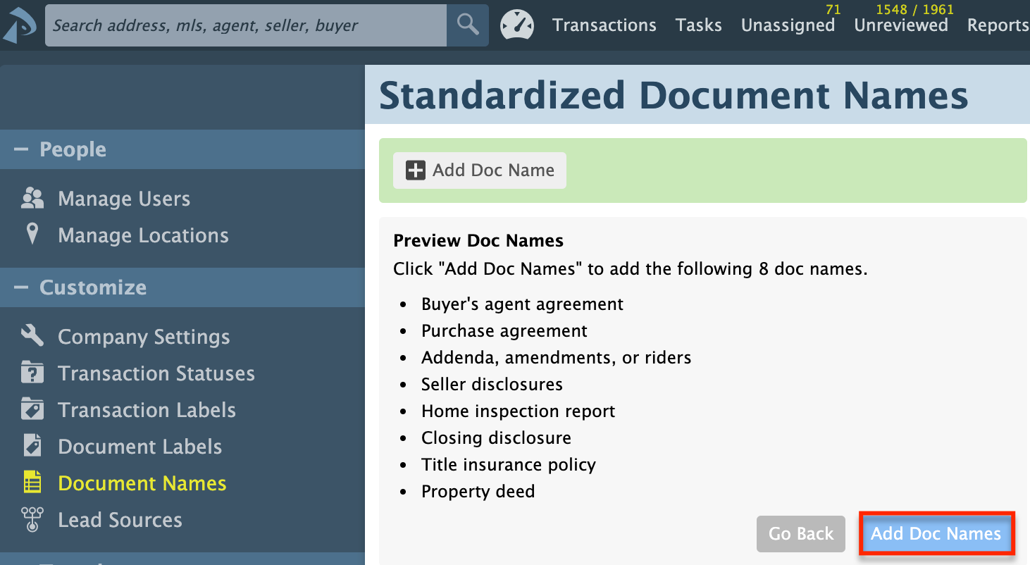 Standardized Document Names Paperless Pipeline