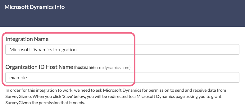 Microsoft Dynamics: Name & Organizational ID