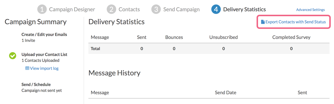 Export Contacts with Send Status