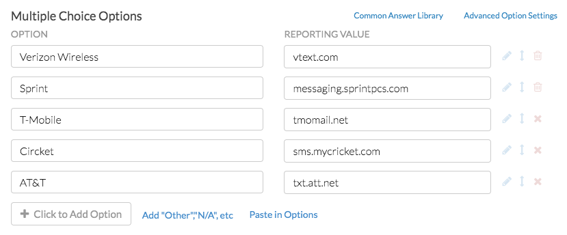 Radio Button with Reporting Values