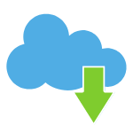 A blue cloud with a green arrow pointing down