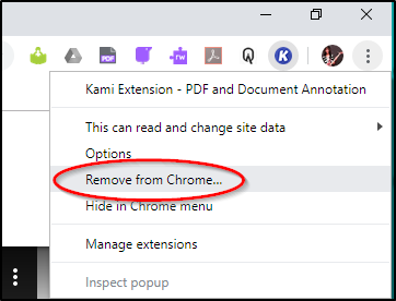 Choose remove from chrome