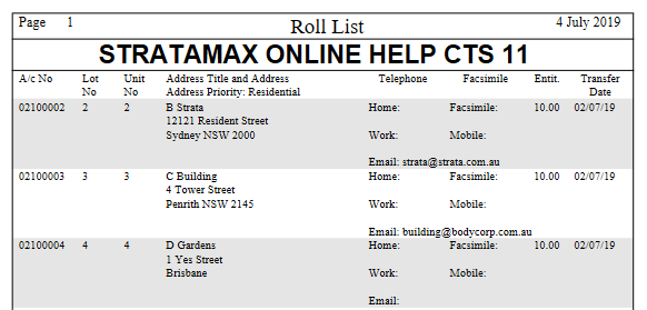 Roll List (1) and Roll List (2) | Online Help