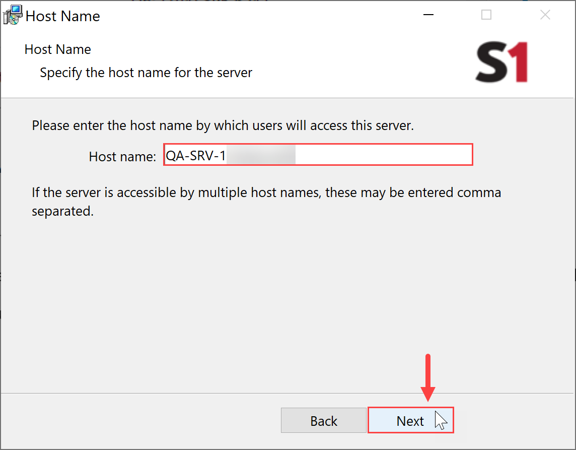 SentryOne Test On Premises Installer Host Name