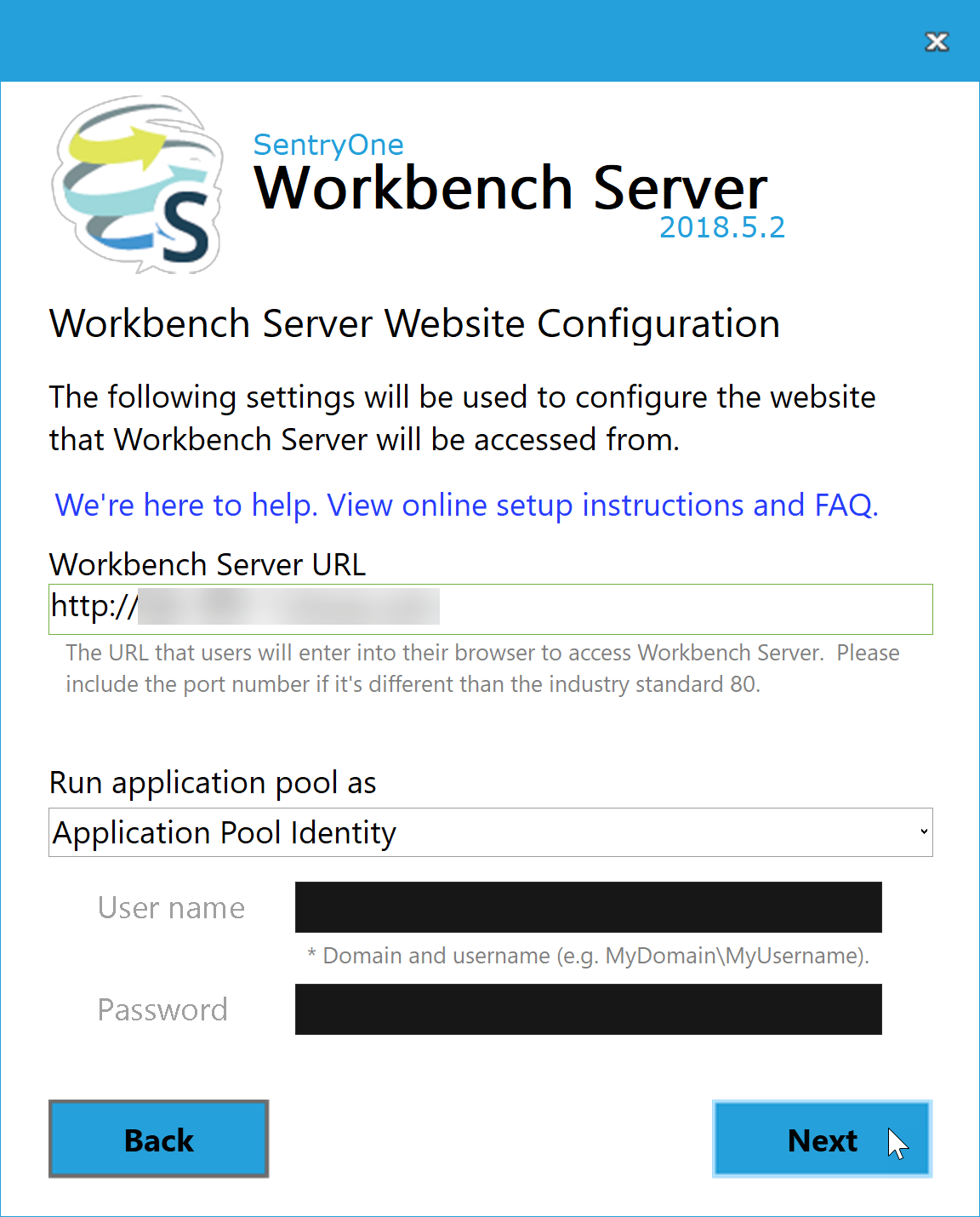 Workbench Server Website Configuration