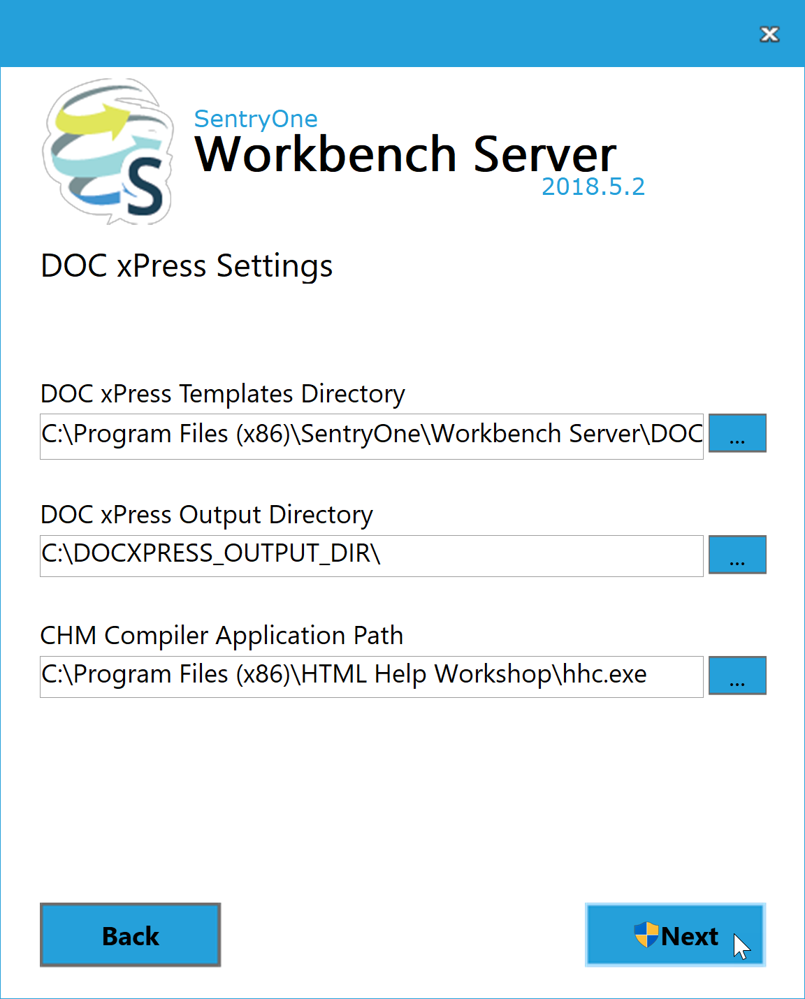 Workbench Server DOC xPress Settings
