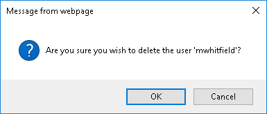 Workbench Server Delete user prompt