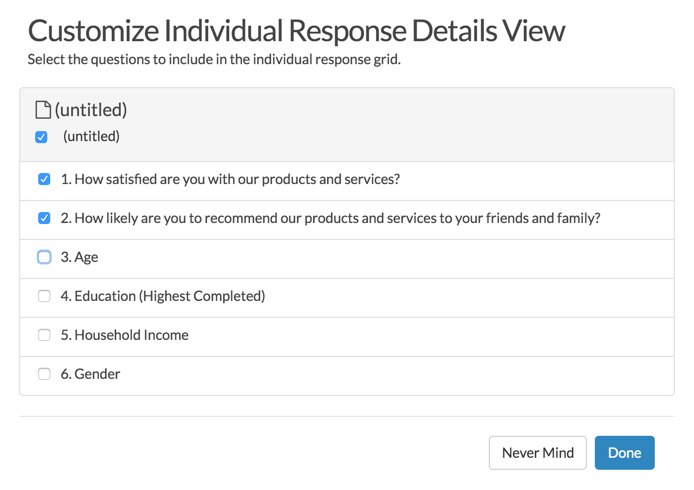 Customize Individual Response Details
