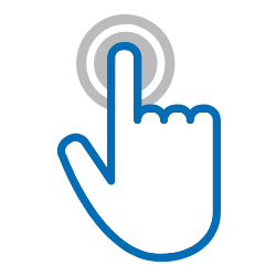 Finger pushing button icon.