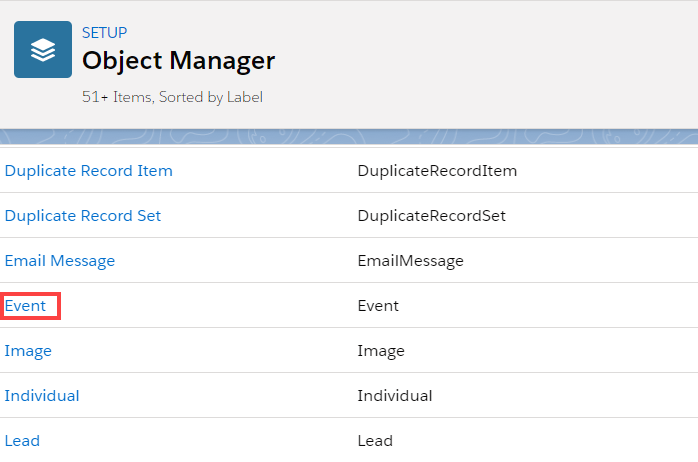 Object Manager in the Objects and Fields menu