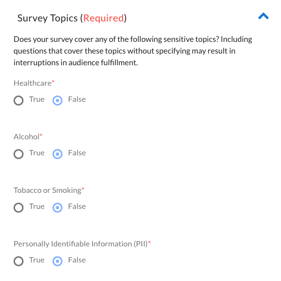 Survey Topics (Required)