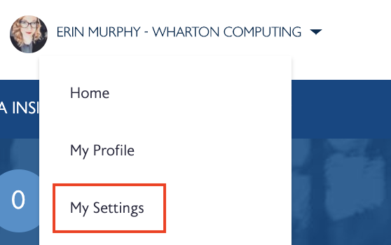 My Settings under profile highlighted with a red box