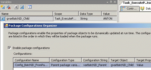 DTS xChange Package Configurations Organizer variable example
