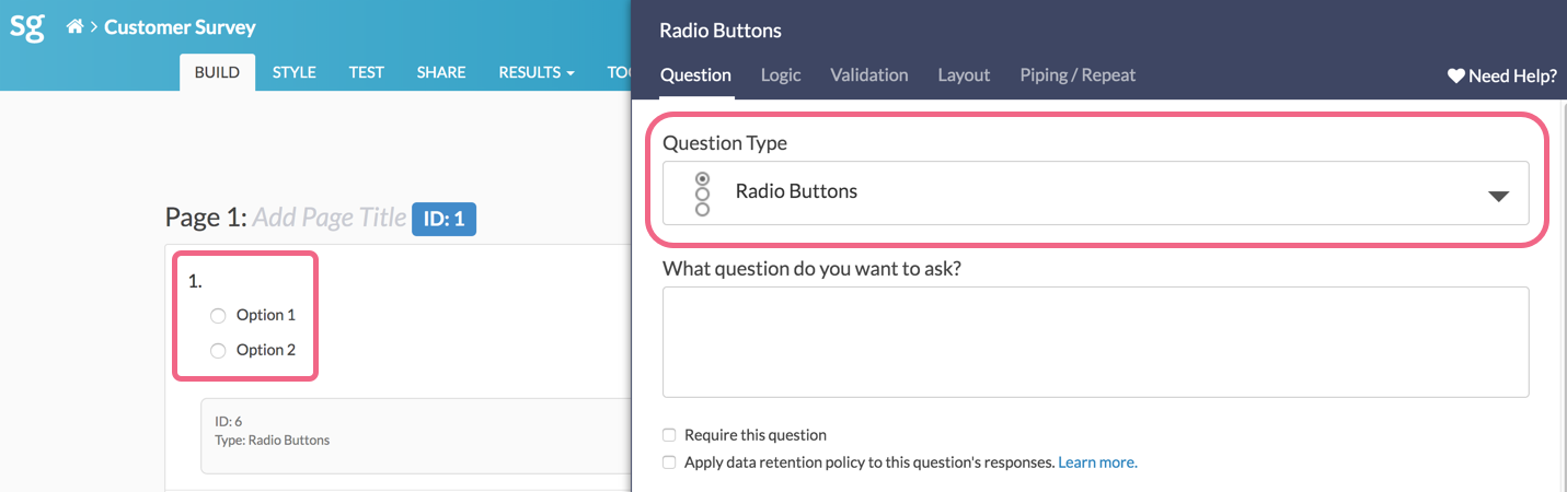 Default Question: Radio Button