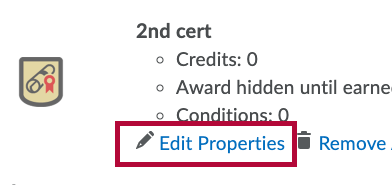 Identifies Edit Properties link