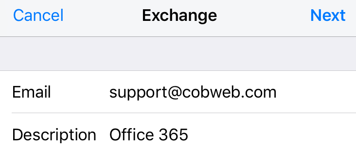 Add your Office 365 Email Account on iOS | Cobweb Knowledgebase