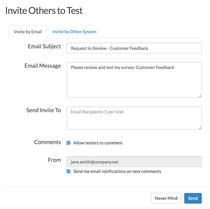 Invite Others to Test by Email