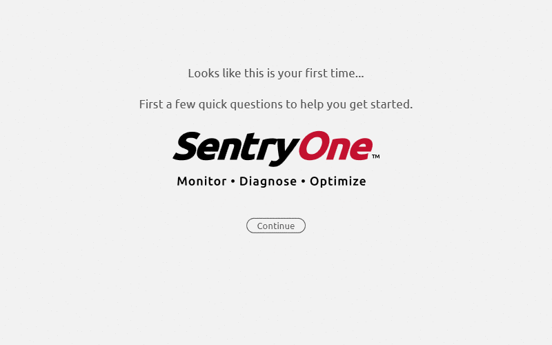 SentryOne Setup Wizard Welcome Prompt, and the SentryOne Cloud Login Page.