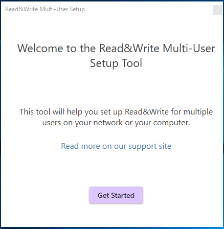 Multi-User setup Tool Welcome Window