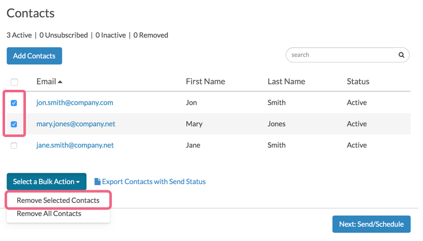 Remove Selected Contacts