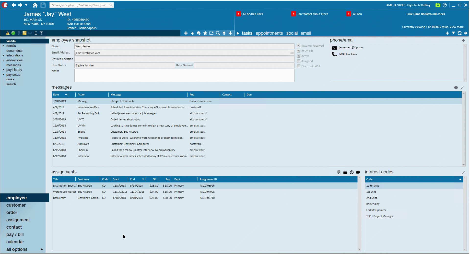 GIF showing overview of employee record