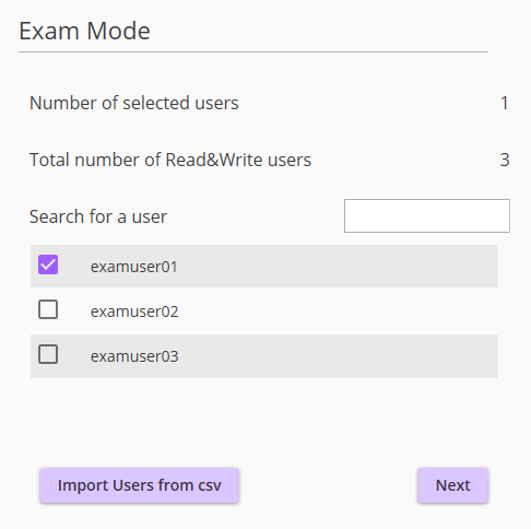 Exam mode users