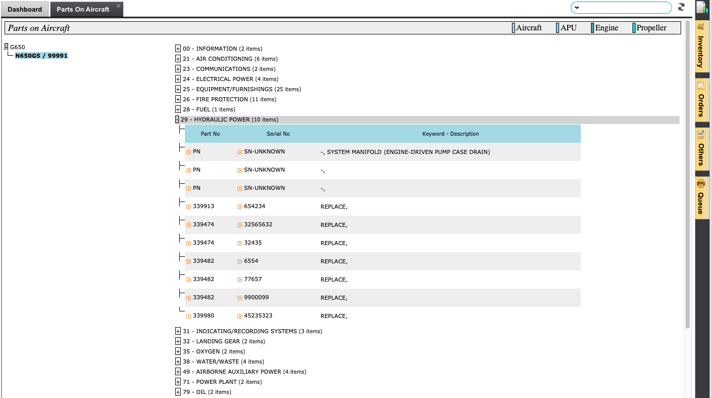 Parts on Aircraft Overview MyCMP Help Center