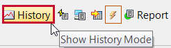 Sample mode toolbar History mode button