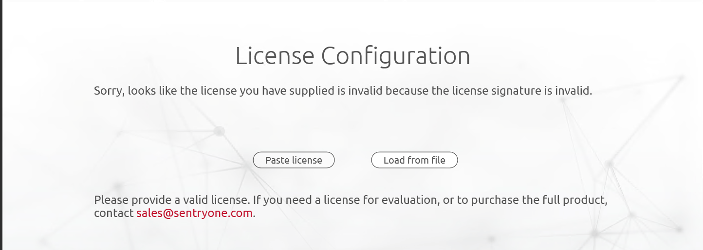 SentryOne License Configuration Error Invalid Signature