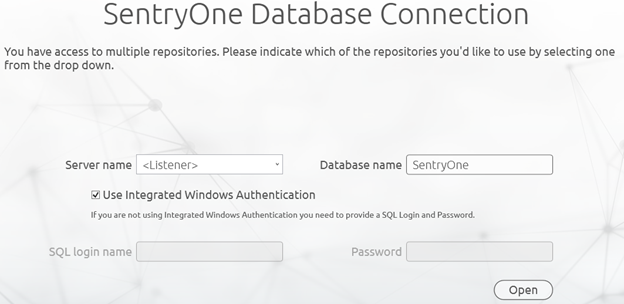 SentryOne Database Connection