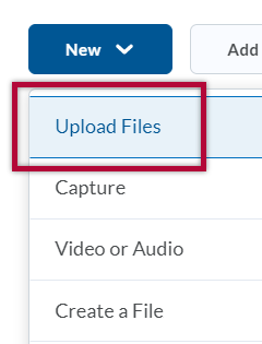 Identifies the Upload Files option on the New menu