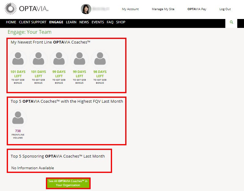See All OPTAVIA Coaches in Your Organization report link is located at the bottom of  the Your Team summary page. 