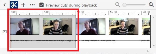 A greyed out section of video on the play timeline