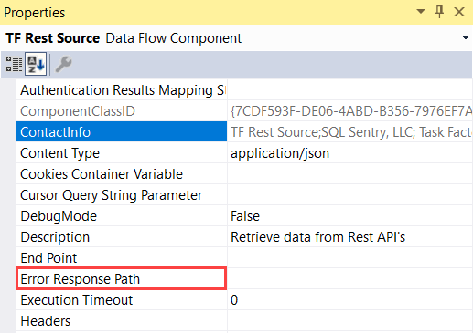 Task Factory Rest Source Data Flow Component Error Response Path