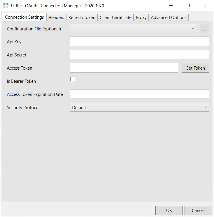 Task Factory Rest OAuth2 Connection Manager Connection Settings tab