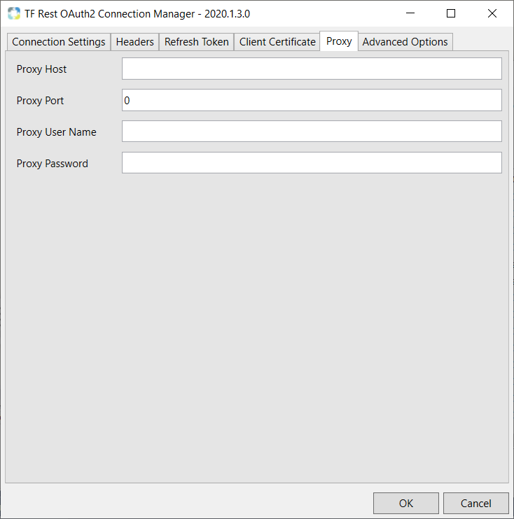 Task Factory Rest OAuth2 Connection Manager Proxy tab