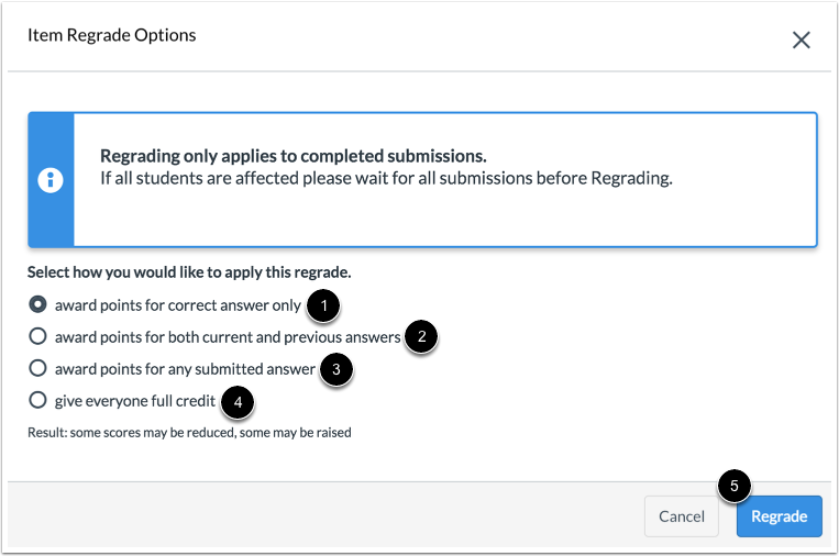 New Quizzes regrading options