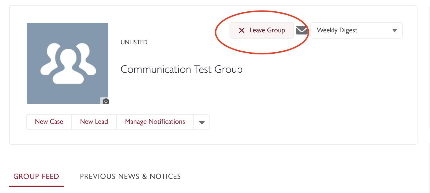 Leave Group button at top right of screen.