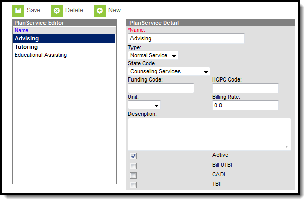 Screenshot of the PLP Services setup tool.