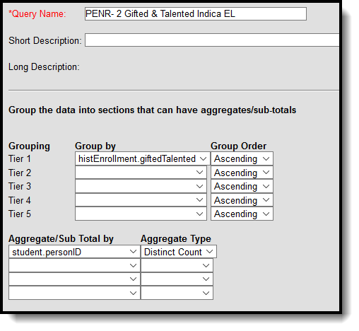Screenshot of Filter Identifying Gifted & Talented Students with an EL indicator
