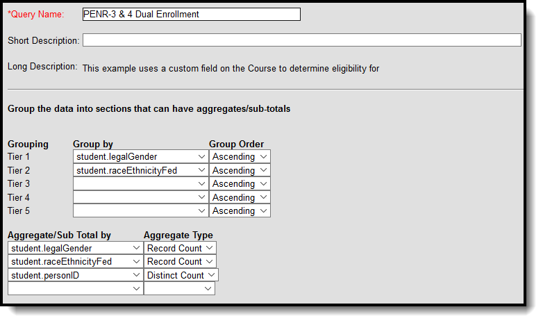 Screenshot of Filter Identifying Students with Dual Enrollment