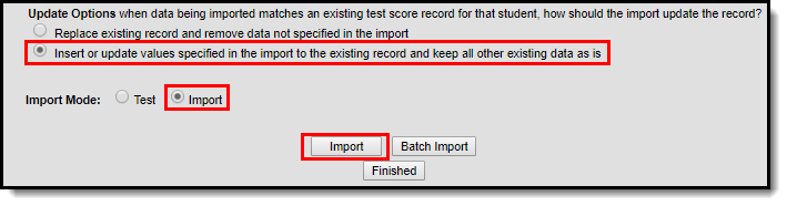 Screenshot highlighting the Import button.