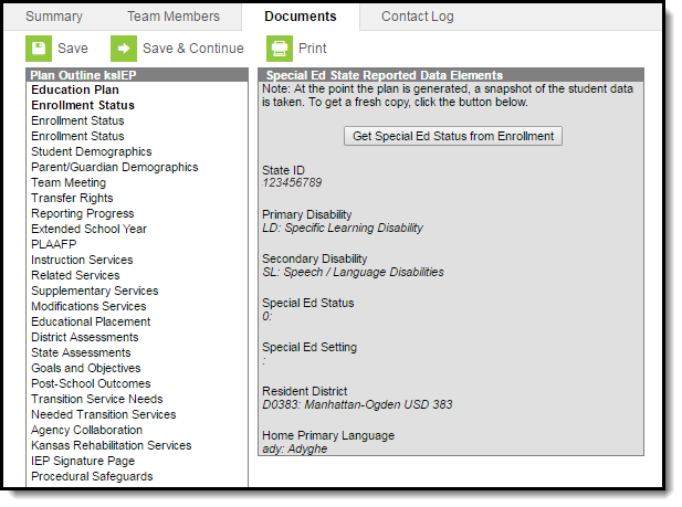 Screenshot of the IEP with the first editor selected. 