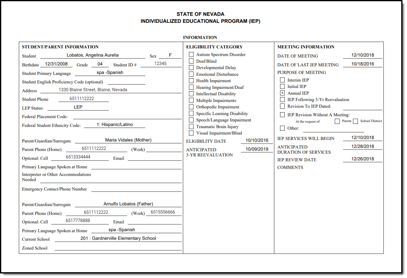 Image of NV IEP Print example