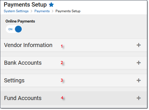 Screenshot of Payments Settings tool.