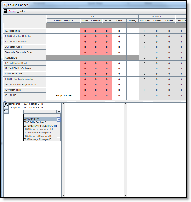 Screenshot of the adding scheduling rules